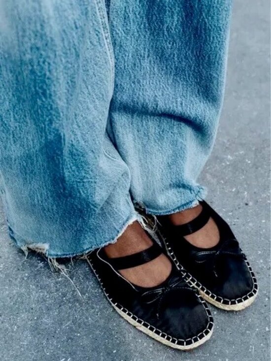 ZARA BLACK SATIN EFFECT mary jane–style | Mercari ZARA Black Satin Bow Square Toe Box Maryjane Sling Back Espadrille Flats Size 37